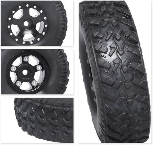 مجموعة إطارات إطارات العجلات 4 قطع 1.0 مع صواميل ومفتاح ربط لسيارة زاحفة 1/24 RC محورية SCX24 90081 AXI00001 AXI00002 أجزاء (النمط 1) in Saudi Arabia