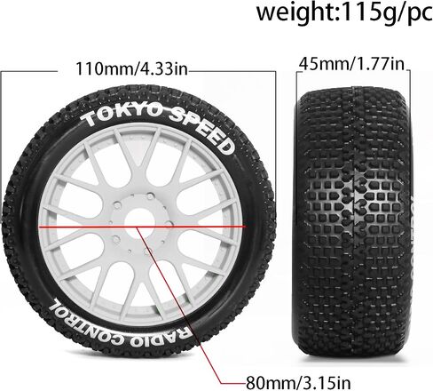 REDSPIDER 1/8 buggy tires set 17mm Hex Hubs Foam Inserts（4pcs），for Arrma Typhon Redcat Team Losi VRX HPI Kyosho HSP Hobao Off Road，Please use glue to bond before use (A) in Saudi Arabia