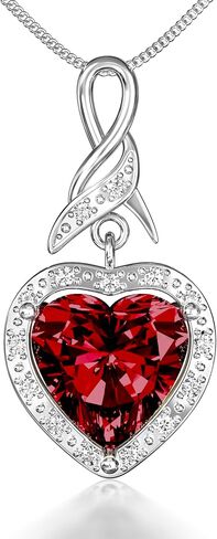 Platinum Plated Sterling Silver Infinity Heart Necklace Gift for Women's Birthstone Necklace Gift for Her Anniversary Present for Girlfriend or Wife in Saudi Arabia