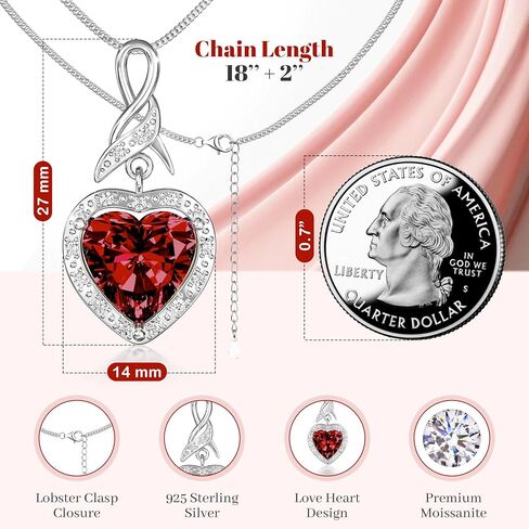 Platinum Plated Sterling Silver Infinity Heart Necklace Gift for Women's Birthstone Necklace Gift for Her Anniversary Present for Girlfriend or Wife in Saudi Arabia