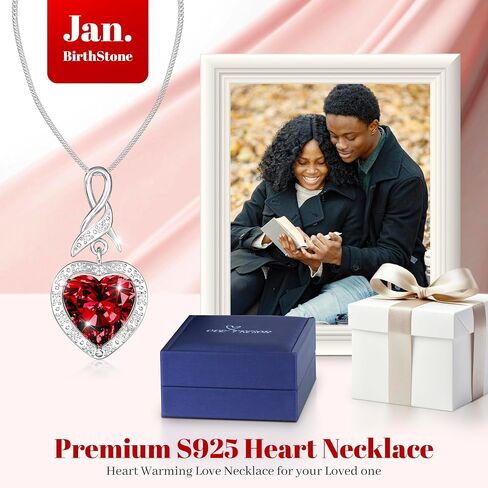 Platinum Plated Sterling Silver Infinity Heart Necklace Gift for Women's Birthstone Necklace Gift for Her Anniversary Present for Girlfriend or Wife in Saudi Arabia