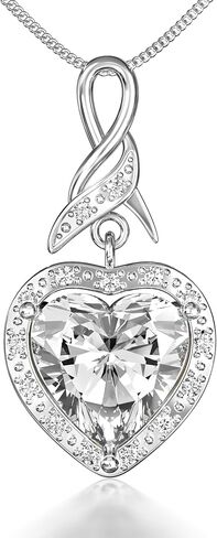 Platinum Plated Sterling Silver Infinity Heart Necklace Gift for Women's Birthstone Necklace Gift for Her Anniversary Present for Girlfriend or Wife in Saudi Arabia
