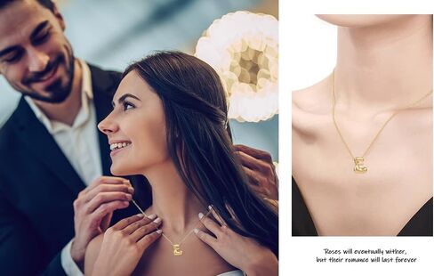 Ladies' Golden Bubble Letter Necklace 18K Gold Plated Bubble Gold Necklace Fashion Gift Jewelry Bubble Necklace Exquisite Titanium Steel Gold Necklace-M in Saudi Arabia