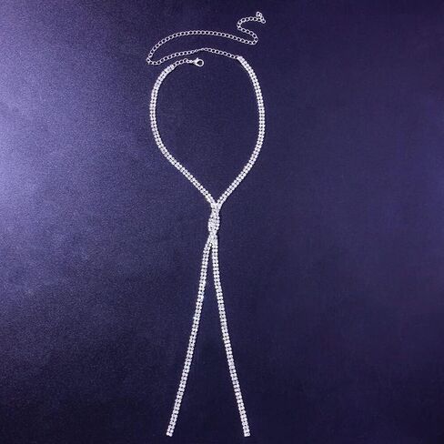 Chargances Rhinestone Lariat Y-Shaped Necklace Long Sparkly Crystal Choker Necklaces for Women and Girls Gifts Party Prom in Kuwait