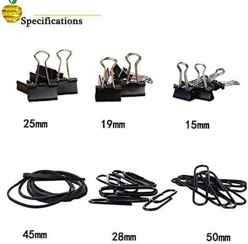 240PCS Paper Clips, Binders of Various Sizes (Large, Medium and Small), School Supplies, Office Supplies, desks and Necessary Teachers' Supplies. (Black) in Saudi Arabia