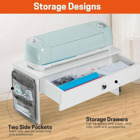Desktop Storage Organizer for Cricut Machines, Organization Storage Stand with Drawers and Two Side Pockets, Craft Accessories Organizer, Save Table or Desk Space (White) in Saudi Arabia