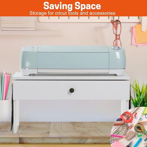 Desktop Storage Organizer for Cricut Machines, Organization Storage Stand with Drawers and Two Side Pockets, Craft Accessories Organizer, Save Table or Desk Space (White) in Saudi Arabia