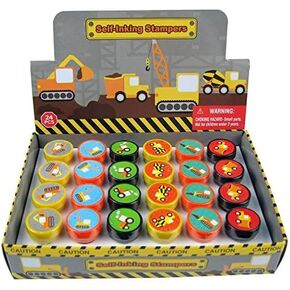 TINYMILLS 24 Pcs Construction Trucks Stampers for Kids Garbage Truck Dump Truck Party Favors Giveaways Classrooom Rewards Pinata Fillers Party Treat Goody Bag Stuffers