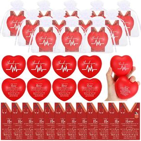 Shappy Stress Balls Nurse Appreciation Relief Stress Ball Motivational Squeeze Balls Foam Balls with Thank You Card Nurse Anger Management Toys Christmas Medical Gift (12 Set,Heart)