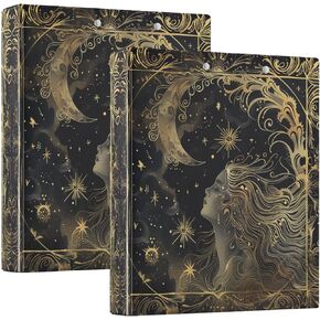 Moon Goddess Stars 3 Ring Binders with Clipboard File Folder for Office School with Pocket, 1 Pack, E01W24021