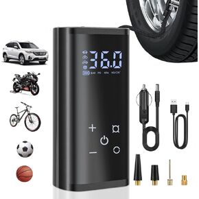 YUGUANG Tire Inflator Portable Air Compressor, 150PSI Air Pump for Car Tires Faster Inflation Electric Cordless Tire Pump with Digital Pressure Gauge for Car, Bike, Motorcycle, Ball