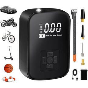 Tire Inflator Air Compressor, 150PSI Portable Rechargeable Pump for Car Tires, Cordless Tire Pump with Digital Pressure Gauge for Car, Bike, Motorcycle, Ball, Hold Memory Setting Function