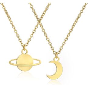 2 pcs Moon Star Saturn Necklace Music Lover Gift Singer Gifts Singer Song Inspired Fans Gift