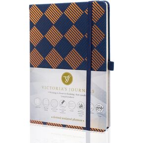VICTORIA'S JOURNALS Bullet Notebook, Dotted Undated Planner Sofia Hard Cover Vintage Journal Time Management and Goals Organizer, A5 Size 5.5'' x 7.8''
