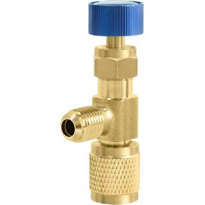 CD2060 Refrigerant Charging Valve Hvac Core Depressor Tool for R12 R22 1/4" Male to 1/4" Female Refrigerant Charging (Blue)