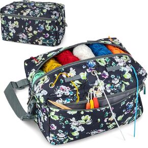 PAVILIA Yarn Bag Knitting Crochet Bag Organizer, Yarn Bags for Crocheting On The Go, Yarn Storage Project Bag for Crochet Knitting Accessories, Gifts for Crocheter Knitter, Purple