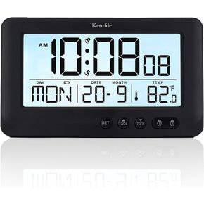 Travel Alarm Clock Battery Powered,Alarm Clocks for Bedrooms,Small Digital Clock with Backlight, 2 Alarms, Snooze, Temperature, 12/24H,Suitable for Beside, Table, Desk(White)