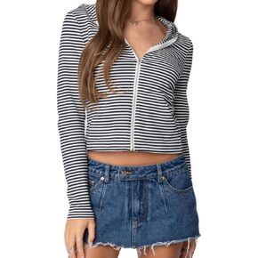 SOLILOQUY Women Y2K Zip-up Hoodie Gothic Rhinestone Graphic Long Sleeve Crop Hooded Jacket Fall Sweatshirt Hoodie Top in Kuwait