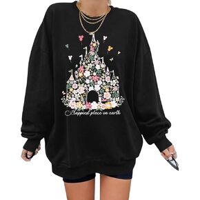 Magic Kingdom Sweatshirts for Women Oversized Magical Shirt Cute Vacation Tees Girls Castle Graphic Long Sleeve Tops