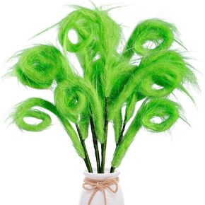 Sggvecsy 4 Pcs Green Furry Christmas Tree Picks 16.5 Inch Furry Spiral Curly Sprays Stems Christmas Elf Ornaments Xmas Tree Topper Christmas Tree Filler for Party Vase Filler Office Home Decor