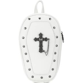 KUANG! Vintage Cross Rivet Shoulder Bag Leather Coffin Shape Shoulder Backpack Square Box Crossbody Purse