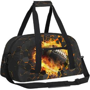 Black Baseball Kids Overnighter Duffel Bags for Boys, Carry-On Size Sports Gym Bag with Front Zipper Pocket for School Practice or Overnight Travel Weekender Sleepover Tote Bag
