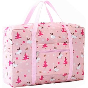 Carry-on Bag Foldable Flight Bag Travel Duffel Bag Travel Luggage Bag Lightweight Travel Luggage Duffle Tote Bag Waterproof Luggage Organizer Storage (Navy Blue Flamingo)