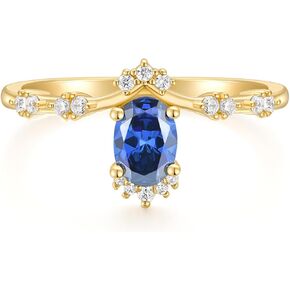 1CT Engagement Rings for Women Oval Cut Created Blue Sapphire Simple Wedding Band Promise Rings for Her Size 5-10