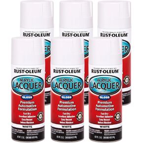 Rust-Oleum 253364 Automotive Acrylic Lacquer Spray Paint, 12 oz, Gloss White, (6 Pack)