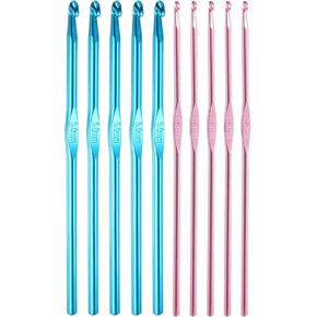 uxcell 10Pcs Aluminum Crochet Hook 4.5mm 5mm US Size 7 8 Knitting Needles for DIY Craft Yarn Purple Blue