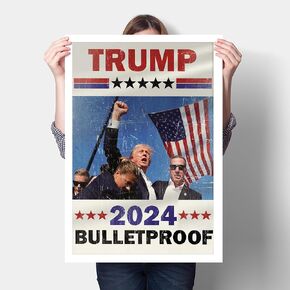 Generic Donald Trump Poster (16""x12""-UnFrame) Keep Fighting Fist Pump Canvas Poster Wall Art Decor Print Picture Paintings for Living Room Bedroom Decoration in Saudi Arabia
