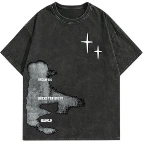 Verdusa Men's Letter Graphic Drop Shoulder T Shirts Casual Round Neck Tee Top