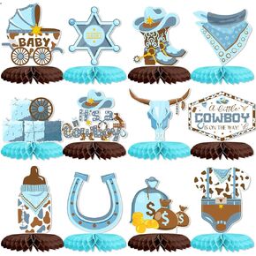 Tarklanda 12PCS Western Cowboy Honeycomb Centerpieces Wild West Party Decorations for Tables Western Theme Party Decor A Little Cowboy is On The Way Baby Shower Supplies in Kuwait