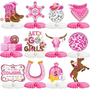 Tarklanda 12PCS Western Cowboy Honeycomb Centerpieces Wild West Party Decorations for Tables Western Theme Party Decor A Little Cowboy is On The Way Baby Shower Supplies