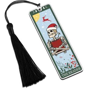 Octamber Christmas Bookmarks Christmas Gifts for Adults Teens Stocking Stuffers for Adults Women Men Santa Swap Gift Exchange Tarot Bookmark Funny Bookmarks for Women Men Gothic Gifts Skull Bookmark