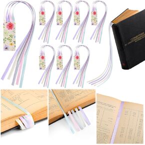 10 Pieces Bible Ribbon Bookmark Bulk Multi Ribbon Page Markers Artificial Leather Christian Book Markers with 5 Colorful Ribbons Operation Christmas for Book Study Lovers Gift