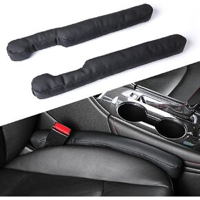 2PCS Leather Car Seat Gap Filler Universal Fit Organizer Fill The Gap Between Seat and Console, Keep Cellphones Keys Wallet Coins from Falling-Black