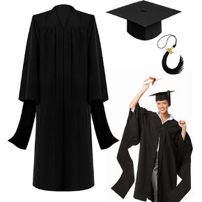 Masters Graduation Gown and Cap with 2024 Tassel, Unisex Matte Black Masters Cap and Gown with Master Regalia for Adult