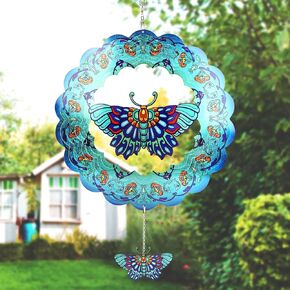 N&T NIETING 12inch Wind Spinner 3D Stainless Steel Christmas Decoration Garden Decoration Indoor Outdoor Hanging Ornament Worth Gift Christmas Tree Metal Wind Spinners