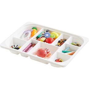 Beright Storage Tray with Compartments, Compatible Sensory Table, Stackable Plastic Storage Bins, Children Storage Box for Building Blocks, Toy, Craft, Tool, White