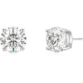 925 Sterling Silver Post Earrings Simulated Diamond Round Cubic Zirconia 4 Pong Ear Stud Set for Women for Men 7-10MM