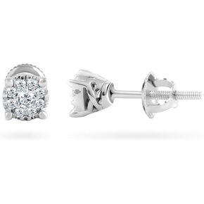Natural Diamond Earrings Stud for Women In Solid 14K White Gold (0.07 to 0.48 Carat (cttw) Diamond Color- I-J, Diamond Clarity- I2-I3 Screw Back