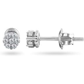 Natural Diamond Earrings Stud for Women In Solid 14K White Gold (0.07 to 0.48 Carat (cttw) Diamond Color- I-J, Diamond Clarity- I2-I3 Screw Back