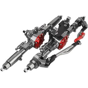 1:10 Aluminum Alloy Universal Front Rear Axles for Axial SCX10 II RC Crawler Truck Car Upgrades (Red) (Gray)