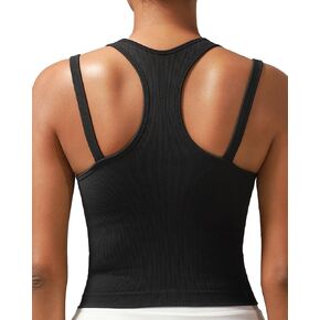 Women Tank Tops High Neck Sleeveless Compression Crop Tops Workout Fitness Running Shirts