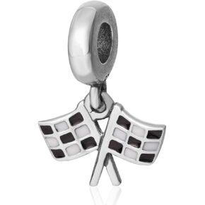 925 Sterling Silver Flag Charm Race Charm Sport Charm Birthday Charm Anniversary Charm for Pandora Charms Bracelet