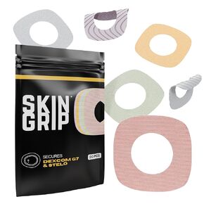 Skin Grip Adhesive Patches for Dexcom G7 with Cutout (20-Pack), Waterproof & Sweatproof for 10-14 Days, Pre-Cut Adhesive Tape, Continuous Glucose Monitor Protection (Pastels)