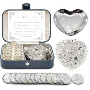 Arras Para Boda Catolica, Wedding Arras Coins, Accessories for Catholic Wedding Ceremony Gifts (Silver)