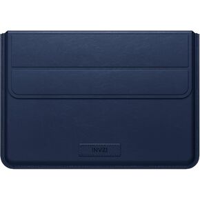 INVZI MacBook Sleeve, Vegan Leather Bag Compatible with 15"/16" MacBook Pro M3/M2/M1/Max 2024-2019, Compact Design with Invisible Stand (Blue)