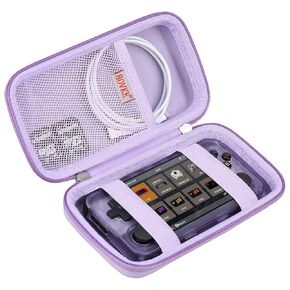 BOVKE Carrying Case Compatible with Anbernic RG35XX H Retro Handheld Game Console, RG35XX H Retro Gaming Console Travel Bag with Mesh Pocket for TF Cards, Charging Cables, Black